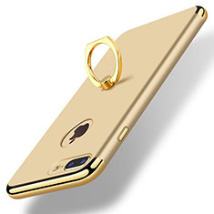 Luxury Metal Frame and Plastic Back Cover with Finger Ring Stand A07 for Apple iPhone 8 Plus Gold