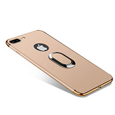 Luxury Metal Frame and Plastic Back Cover with Finger Ring Stand A08 for Apple iPhone 7 Plus Gold