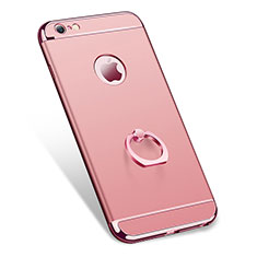 Luxury Metal Frame and Plastic Back Cover with Finger Ring Stand for Apple iPhone 6 Plus Rose Gold