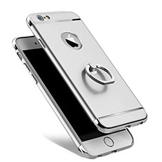 Luxury Metal Frame and Plastic Back Cover with Finger Ring Stand for Apple iPhone 6S Silver