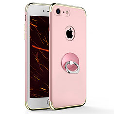 Luxury Metal Frame and Plastic Back Cover with Finger Ring Stand for Apple iPhone 7 Pink