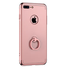 Luxury Metal Frame and Plastic Back Cover with Finger Ring Stand for Apple iPhone 7 Plus Rose Gold