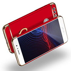 Luxury Metal Frame and Plastic Back Cover with Finger Ring Stand for Huawei Honor 8 Red