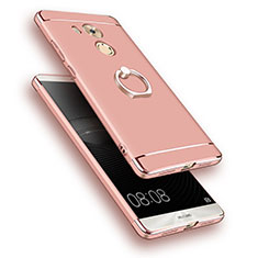 Luxury Metal Frame and Plastic Back Cover with Finger Ring Stand for Huawei Mate 8 Rose Gold