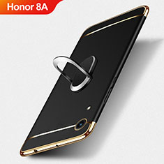 Luxury Metal Frame and Plastic Back Cover with Finger Ring Stand for Huawei Y6 Pro (2019) Black