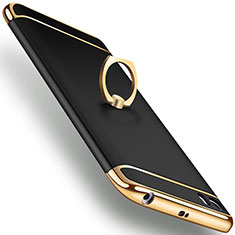 Luxury Metal Frame and Plastic Back Cover with Finger Ring Stand for Xiaomi Mi 5 Black