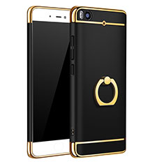 Luxury Metal Frame and Plastic Back Cover with Finger Ring Stand for Xiaomi Mi 5S 4G Black