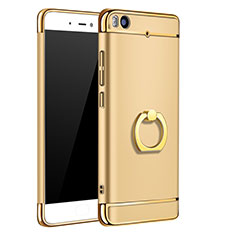 Luxury Metal Frame and Plastic Back Cover with Finger Ring Stand for Xiaomi Mi 5S Gold