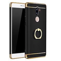 Luxury Metal Frame and Plastic Back Cover with Finger Ring Stand for Xiaomi Mi 5S Plus Black