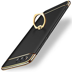 Luxury Metal Frame and Plastic Back Cover with Finger Ring Stand for Xiaomi Mi 6 Black