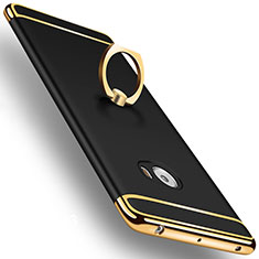 Luxury Metal Frame and Plastic Back Cover with Finger Ring Stand for Xiaomi Mi Note 2 Black