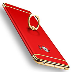 Luxury Metal Frame and Plastic Back Cover with Finger Ring Stand for Xiaomi Mi Note 2 Red
