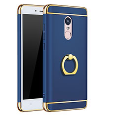 Luxury Metal Frame and Plastic Back Cover with Finger Ring Stand for Xiaomi Redmi Note 4X Blue