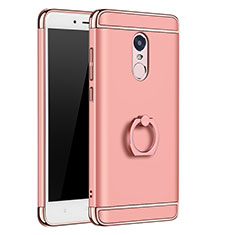 Luxury Metal Frame and Plastic Back Cover with Finger Ring Stand for Xiaomi Redmi Note 4X Rose Gold