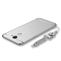Luxury Metal Frame and Plastic Back Cover with Lanyard for Huawei Enjoy 7 Plus Silver