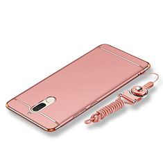 Luxury Metal Frame and Plastic Back Cover with Lanyard for Huawei G10 Rose Gold