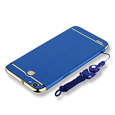 Luxury Metal Frame and Plastic Back Cover with Lanyard for Huawei G8 Mini Blue