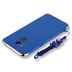 Luxury Metal Frame and Plastic Back Cover with Lanyard for Huawei Honor 6C Pro Blue