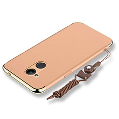 Luxury Metal Frame and Plastic Back Cover with Lanyard for Huawei Honor 6C Pro Gold