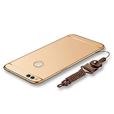 Luxury Metal Frame and Plastic Back Cover with Lanyard for Huawei Honor Play 7X Gold
