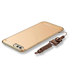 Luxury Metal Frame and Plastic Back Cover with Lanyard for Huawei Honor V10 Gold
