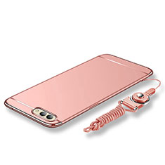 Luxury Metal Frame and Plastic Back Cover with Lanyard for Huawei Honor V10 Rose Gold