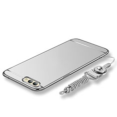 Luxury Metal Frame and Plastic Back Cover with Lanyard for Huawei Honor V10 Silver
