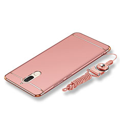 Luxury Metal Frame and Plastic Back Cover with Lanyard for Huawei Maimang 6 Rose Gold