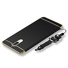 Luxury Metal Frame and Plastic Back Cover with Lanyard for Huawei Mate 10 Lite Black