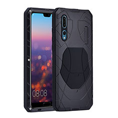 Luxury Metal Frame and Silicone Back Cover Case K01 for Huawei P20 Pro Black
