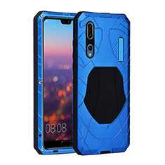 Luxury Metal Frame and Silicone Back Cover Case K01 for Huawei P20 Pro Blue