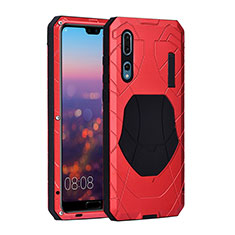 Luxury Metal Frame and Silicone Back Cover Case K01 for Huawei P20 Pro Red