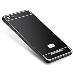 Luxury Metal Frame and Silicone Back Cover Case M01 for Xiaomi Mi 4C Black