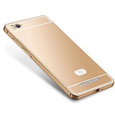 Luxury Metal Frame and Silicone Back Cover Case M01 for Xiaomi Mi 4C Gold