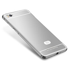 Luxury Metal Frame and Silicone Back Cover Case M01 for Xiaomi Mi 4C Silver