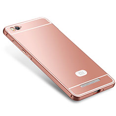 Luxury Metal Frame and Silicone Back Cover Case M01 for Xiaomi Mi 4i Rose Gold