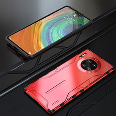 Luxury Metal Frame and Silicone Back Cover Case T01 for Huawei Mate 30 Pro 5G Red