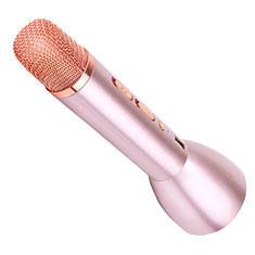 Luxury Mini Handheld Bluetooth Microphone Singing Recording for Oppo Reno8 4G Rose Gold