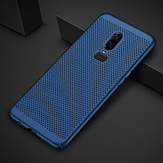 Mesh Hole Hard Rigid Snap On Case Cover for OnePlus 6 Blue