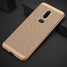 Mesh Hole Hard Rigid Snap On Case Cover for OnePlus 6 Gold