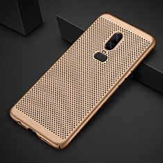 Mesh Hole Hard Rigid Snap On Case Cover for OnePlus 6T Gold