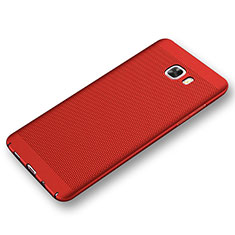 Mesh Hole Hard Rigid Snap On Case Cover for Samsung Galaxy C9 Pro C9000 Red
