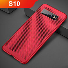 Mesh Hole Hard Rigid Snap On Case Cover for Samsung Galaxy S10 Red