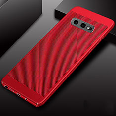Mesh Hole Hard Rigid Snap On Case Cover W01 for Samsung Galaxy S10e Red