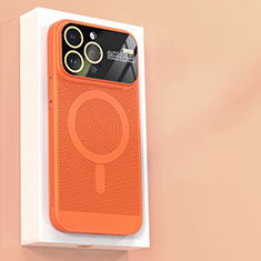 Mesh Hole Hard Rigid Snap On Case Cover with Mag-Safe Magnetic JS1 for Apple iPhone 14 Pro Max Orange
