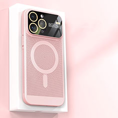 Mesh Hole Hard Rigid Snap On Case Cover with Mag-Safe Magnetic JS1 for Apple iPhone 14 Pro Pink