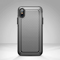 Mesh Hole Silicone and Plastic Case Back Cover for Apple iPhone Xs Black