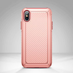 Mesh Hole Silicone and Plastic Case Cover for Apple iPhone Xs Pink