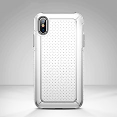 Mesh Hole Silicone and Plastic Snap On Case Cover for Apple iPhone X White