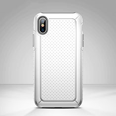 Mesh Hole Silicone and Plastic Snap On Case Cover for Apple iPhone Xs Max White